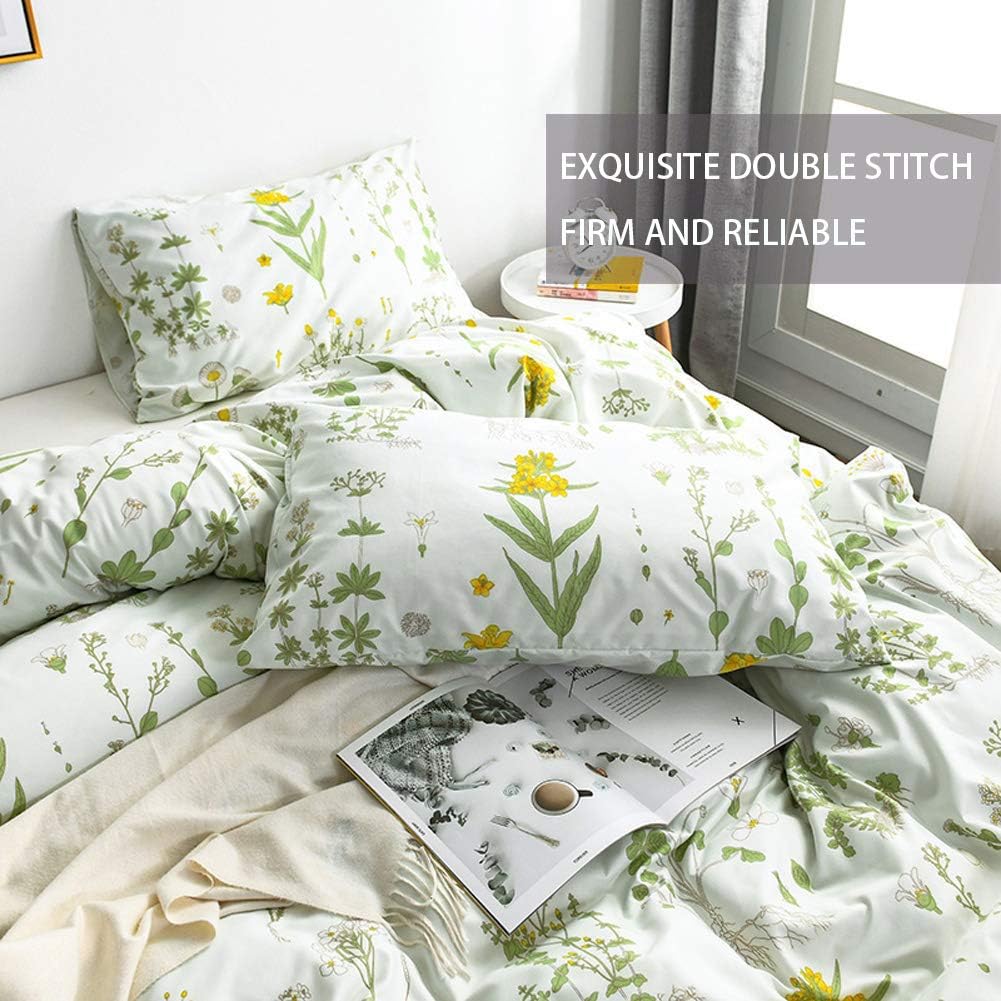 YZZ COLLECTION Queen Bedding Duvet Cover Set, Premium Microfiber,Botanical Pattern On Comforter Cover-3pcs:1x Duvet Cover 2X Pillowcases,Comforter Cover with Zipper Closure