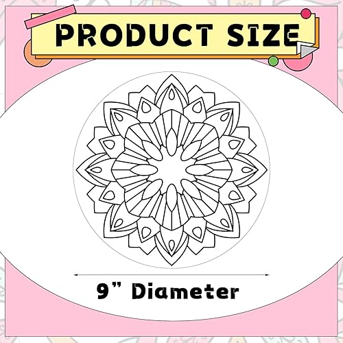 Miniatura 2 de Kinlop 48 cartulina para colorear con mandala mullida, 9 pulgadas, mini tarjetas para colorear para aliviar el estrés, patrón de mandala, tarjetas