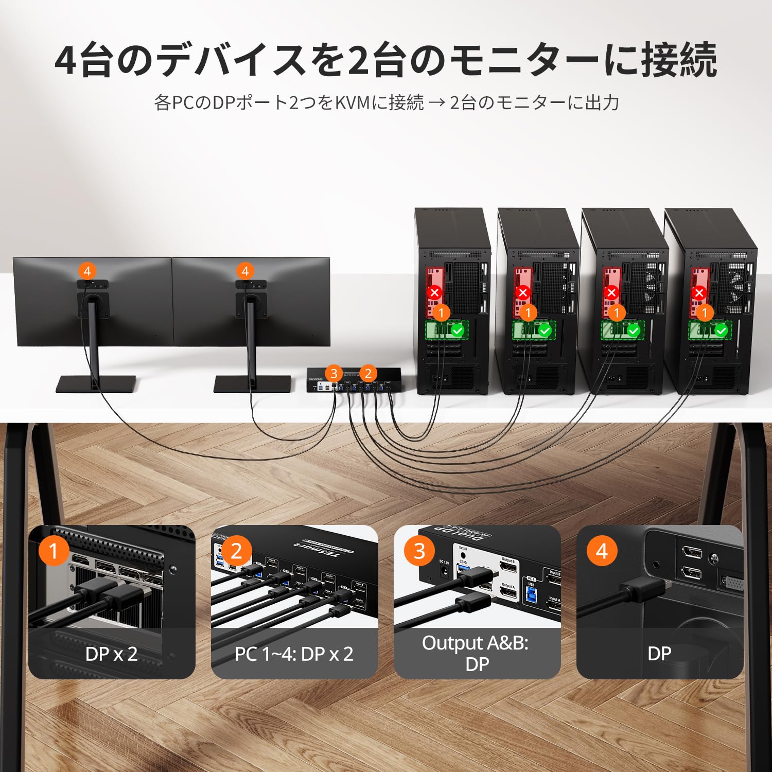 TESmart KVMスイッチ 4入力2出力 DisplayPort Amazon.co.jp: TESmart KVMスイッチ 2入力2出力 USB-C+HDMI+
