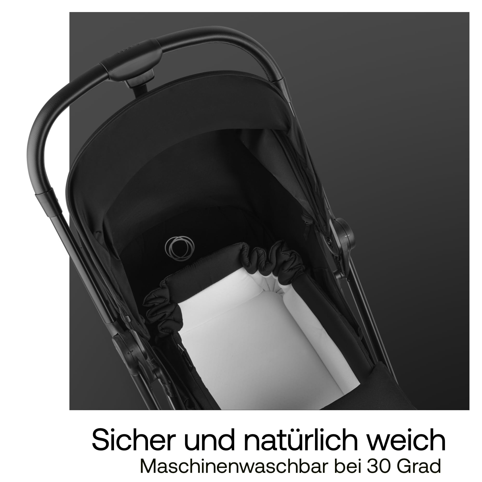 Bugaboo Babynest, tragbare Liegewanne mit Tragegurten | für alle Bugaboo Kinderwagen, entfalbar zu einer Baumwollmatratze & Spielmatte, flache Liegeeinheit ab Geburt Heritage Black