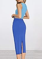 Vista 5 de PRETTYGARDEN Conjunto de 2 piezas de verano para mujer, cuello redondo, sin mangas, con abertura, falda midi