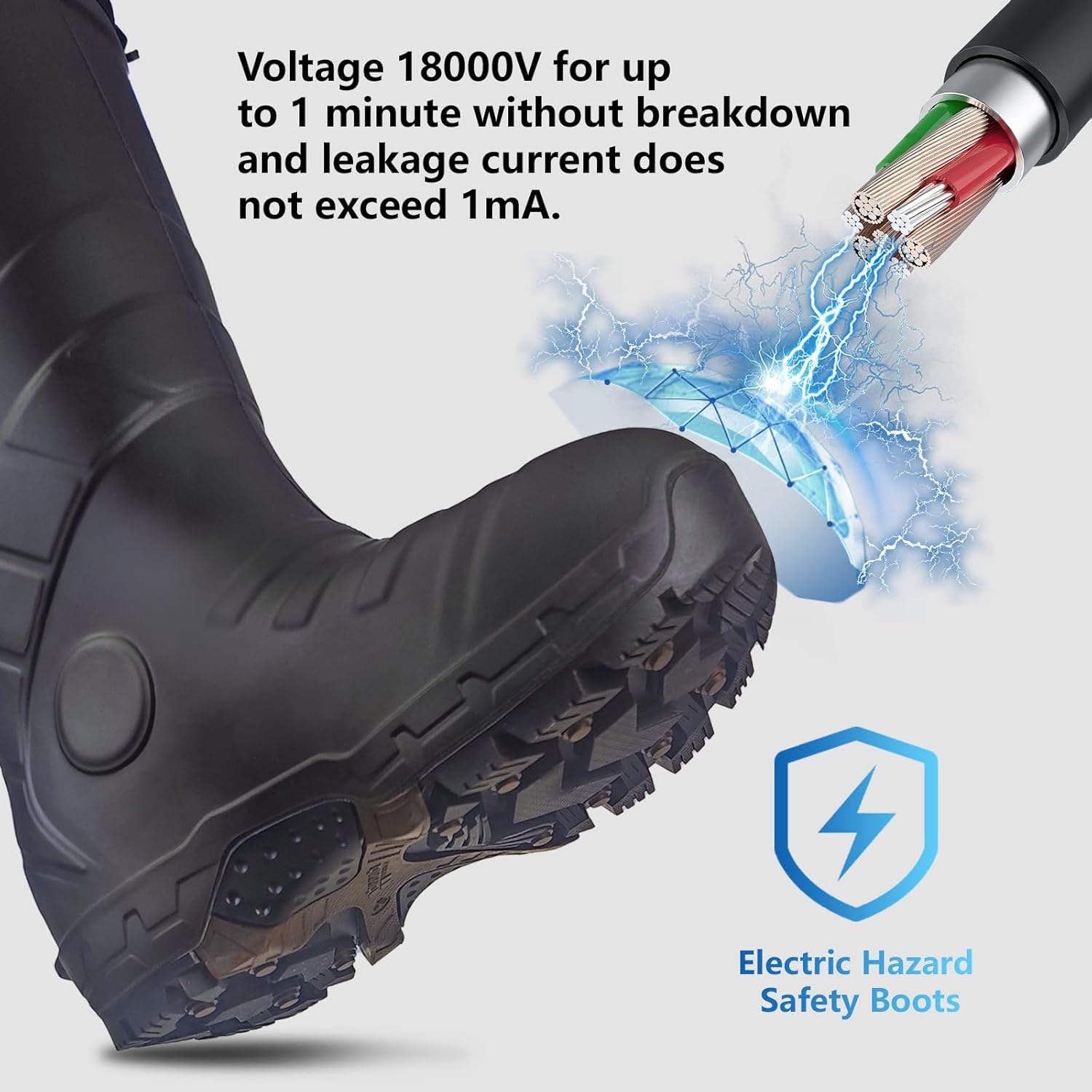 Men's Heavy Duty PU Rubber Work Boots With Composite Toe Waterproof Insulated ASTM F2413-18 Acid & Oil Resistant Anti Slip On Ice