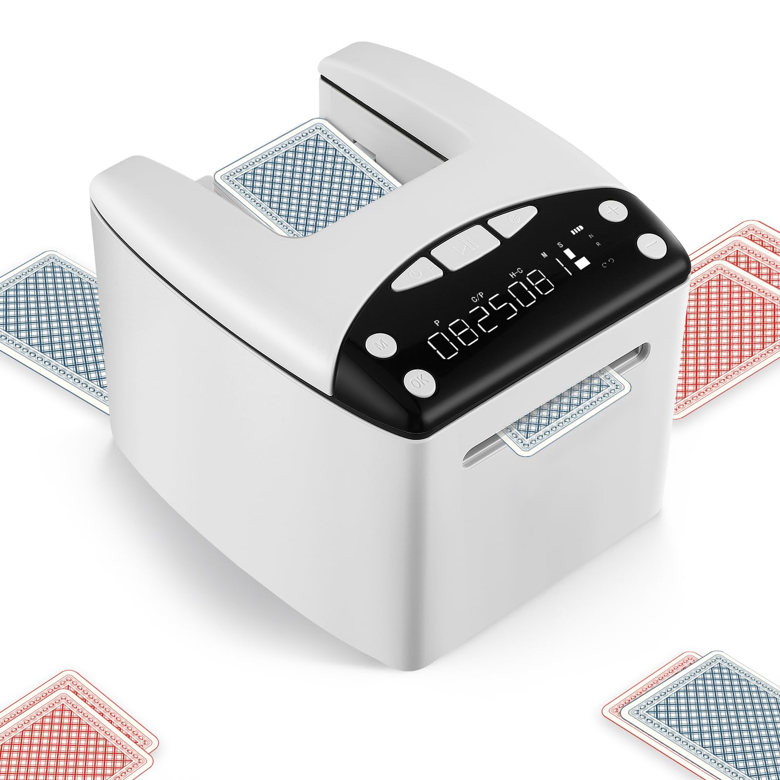 Elektrischer Automatischer Kartengeber mit 360° Drehfunktion, 4000mAh Akku, bis 8 Spieler betrugssicherer Kartenverteiler für Texas Hold'em, Party & Spielclub, kompatibel mit Standard-Spielkarten