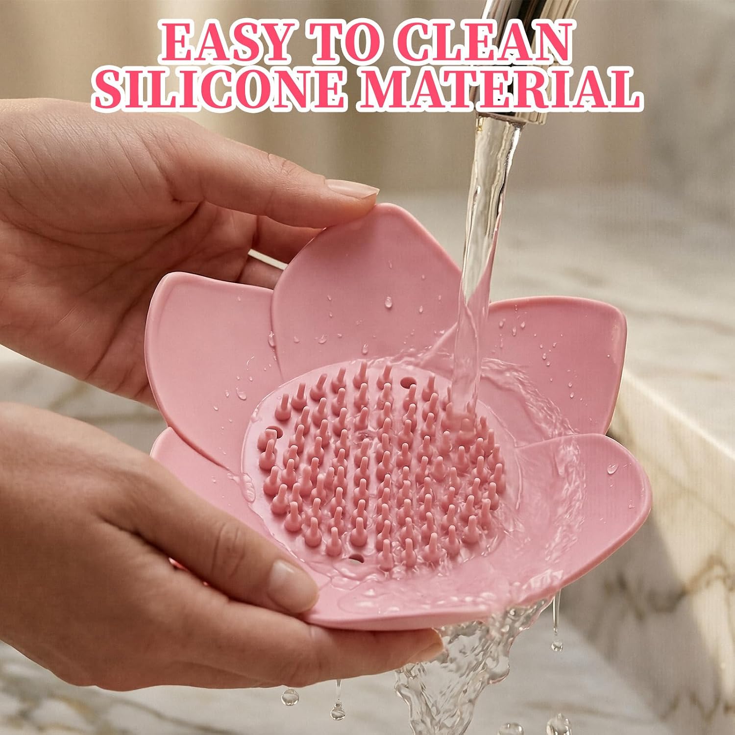 4 Pcs Lotus Shape Shower Steamer Tray, Silicone Soap Holder Non-Slip, Flower Shape Draining Soap Dishes with Drainage for Shower Non-Slip Holders Bathtub, Sink & Modern Bathroom Décor