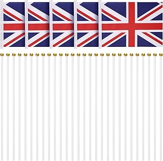 Veemoon 50pcs Union Jack Hand Flags with Sticks British Union Jack UK Mini Flag Hand Waving Flag UK Great Britain Flags for Royal Celebration Flag Sporting Events