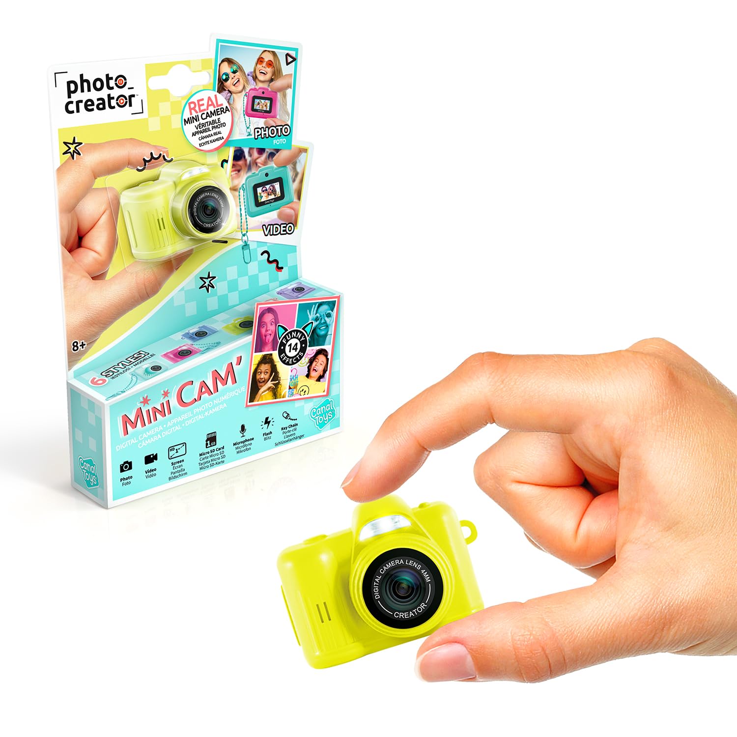 Canal Toys – Photo Creator – Digital Camera and Video Mini Cam' – Pro - with Keychain and 1GB SD Card Included – CLK 062, Yellow