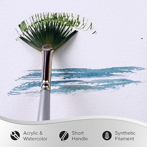 Miniatura 3 de Silver Brush Limited 1504S6 Silverwhite - Cepillo para abanico, acuarela, acrílicos, gouache o aceite, tamaño 6, mango corto