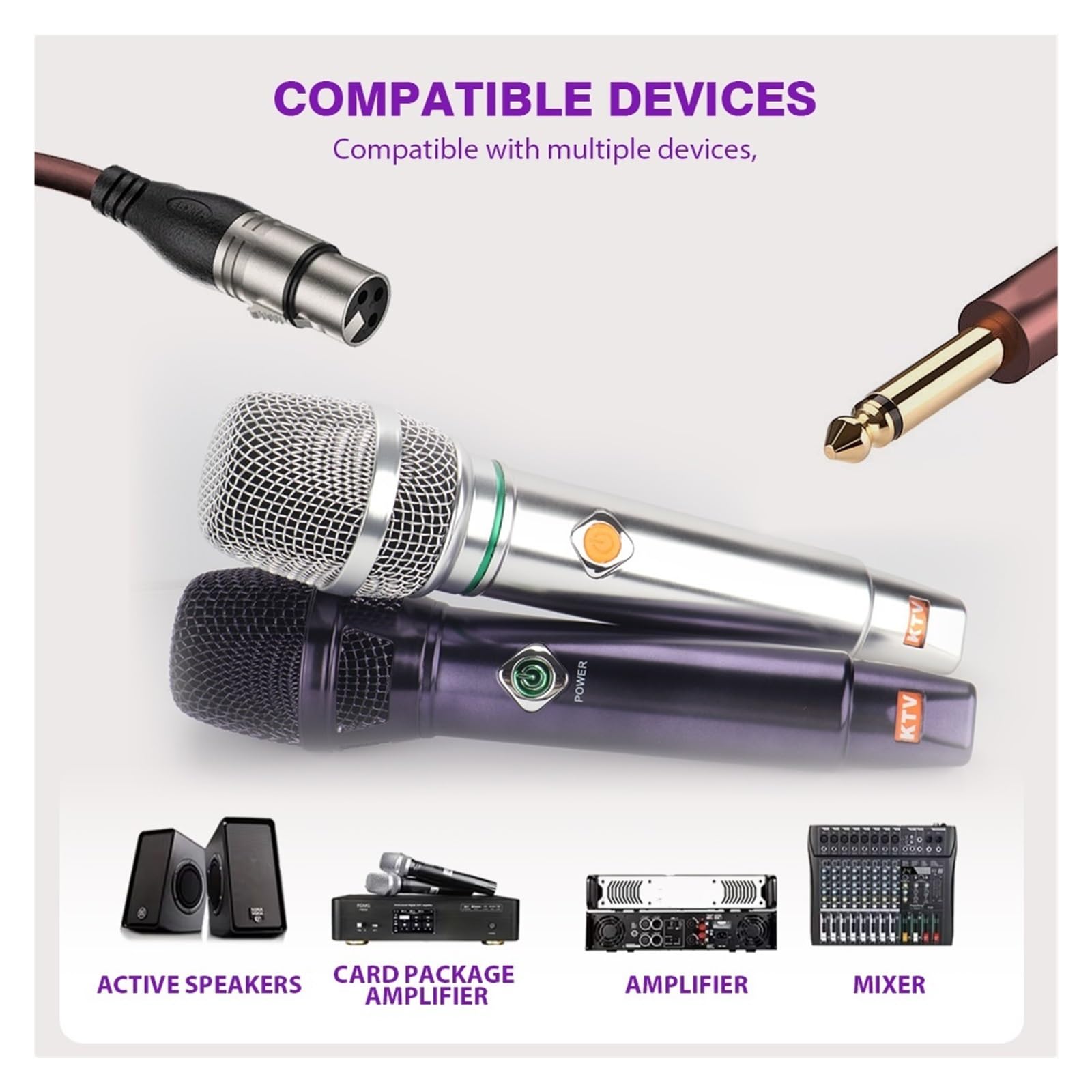 Micrófono Vocal Dinámico Cardioide Profesional (Disponible En Morado O Plateado) Ideal For KTV Y Presentaciones Vivo Compatibilidad Universal(D13-PE)