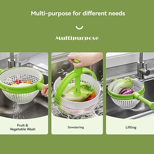 Miniatura 6 de Salad Spinners, Multi-Use Collapsible Spinning Colander with Handle Non-Scratch Steady Vegetable Spinner Fruit Washer Lettuce Cleaner and Dryer,