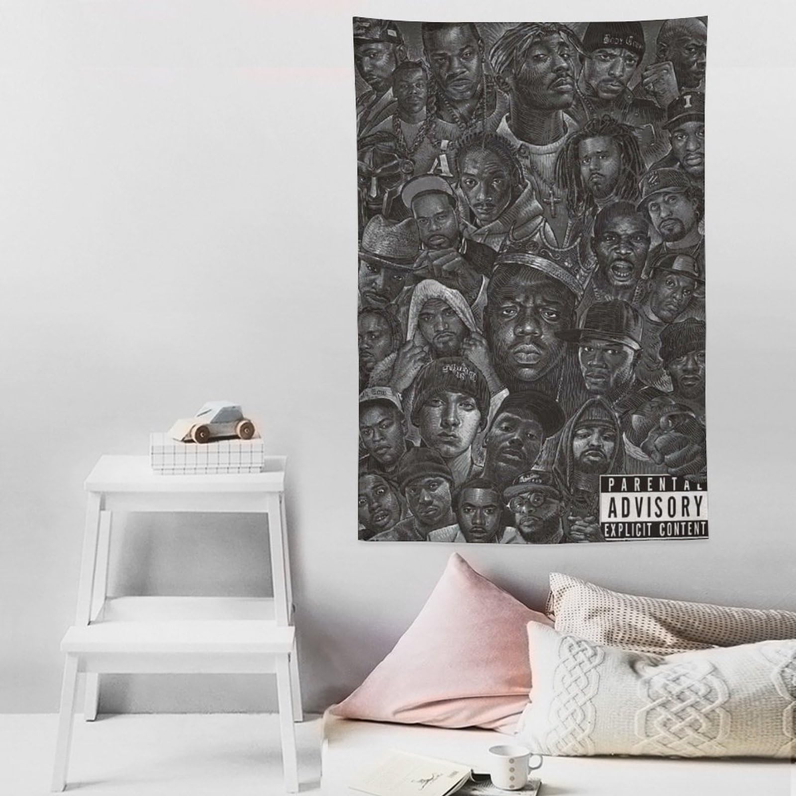 Poster con stampa artistica da parete, motivo: cantante rap, hip-hop, tutte le stelle, 152 x 228 cm