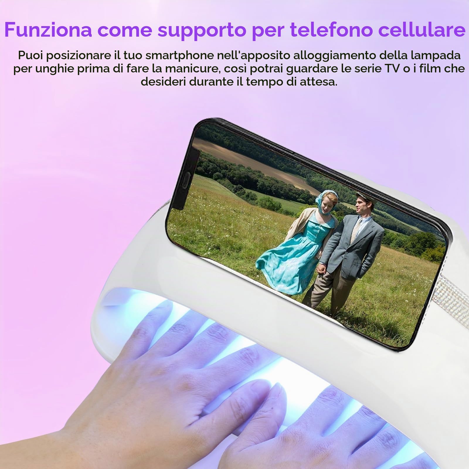 Lampada UV LED Unghie,268W Lampada per Unghie Con 4 Timer e Sensore Automatico,Professionale Fornetto Unghie con 45 LED,Lampada Asciuga Smalto Semipermanente Per Manicure/Pedicure