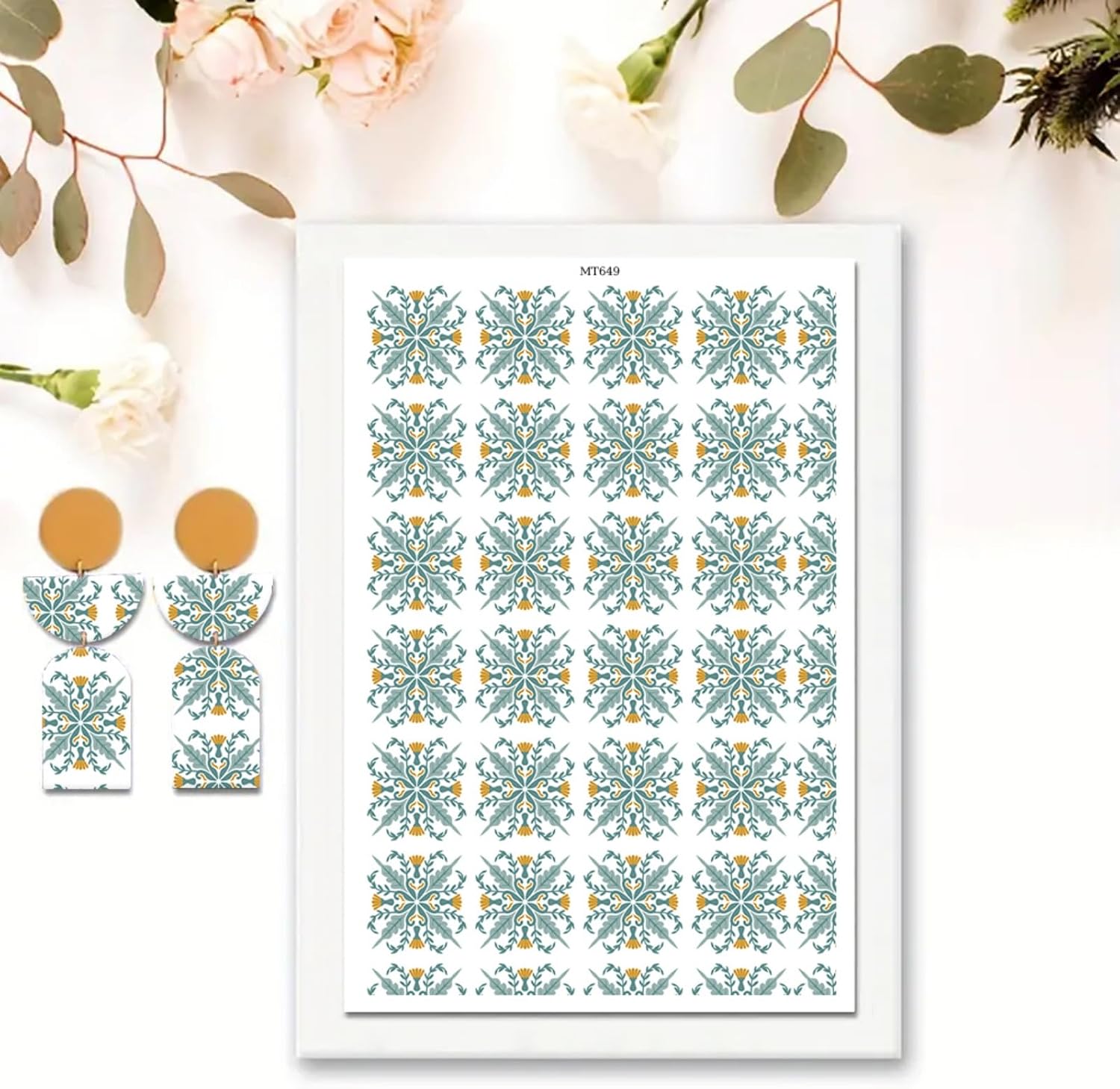 Briartw 10 Sheets Polymer Clay Transfer Paper - Frosted Foliage Pattern - Per Sheet 5.82 x 3.93 inch - Water-Soluble Transfer Sheets Disposable Stickers for DIY Clay Jewelry Earrings Making