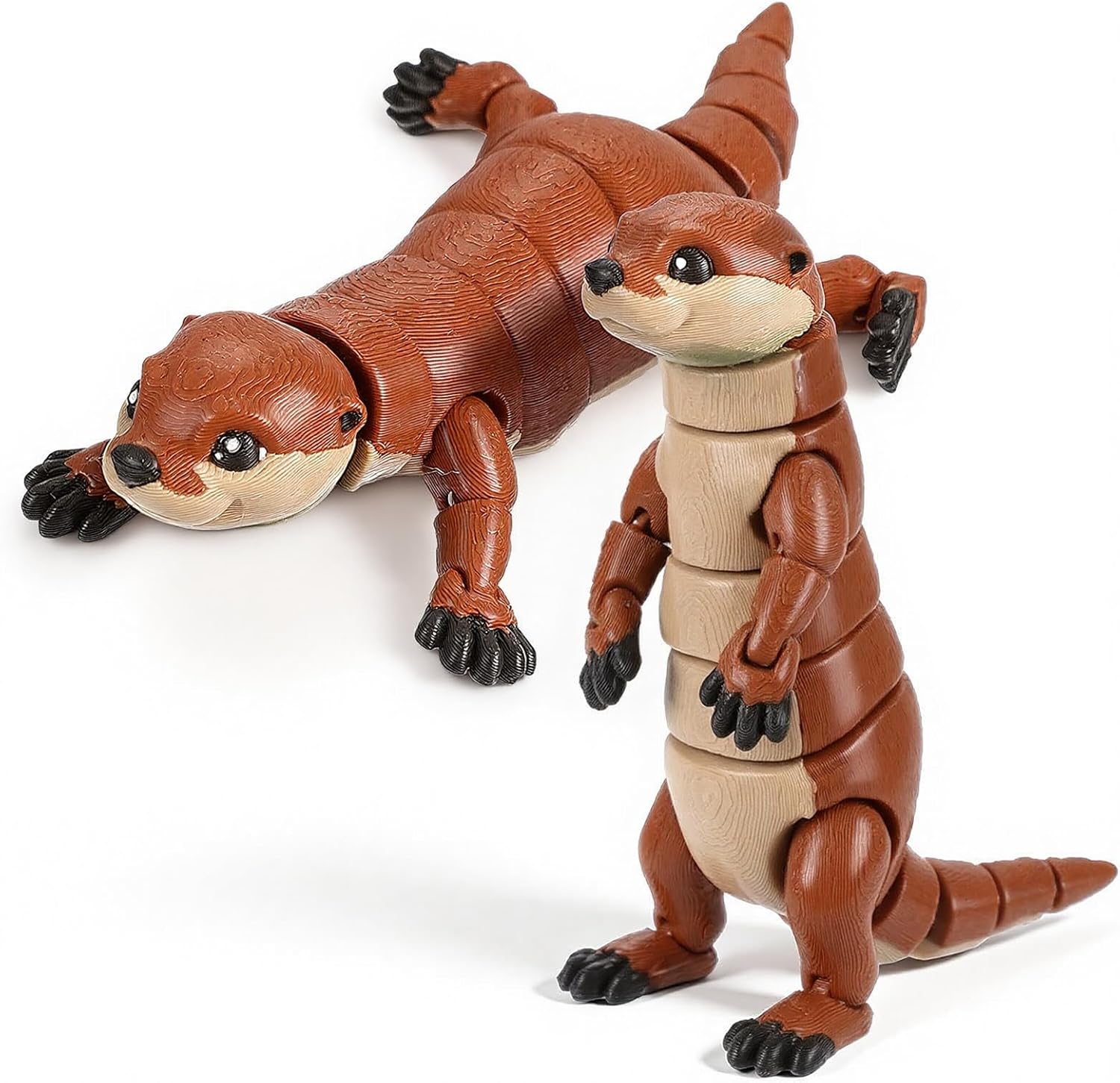 Libima 2 Pcs 3D Printed Realistic Otter Figurine 4.7"Articulated Joints 3D Printed Lifelike Otter Model with Realistic Detailing Flexible Stress Relief Fidget Animal for Desk Decor Birthday Party Gift