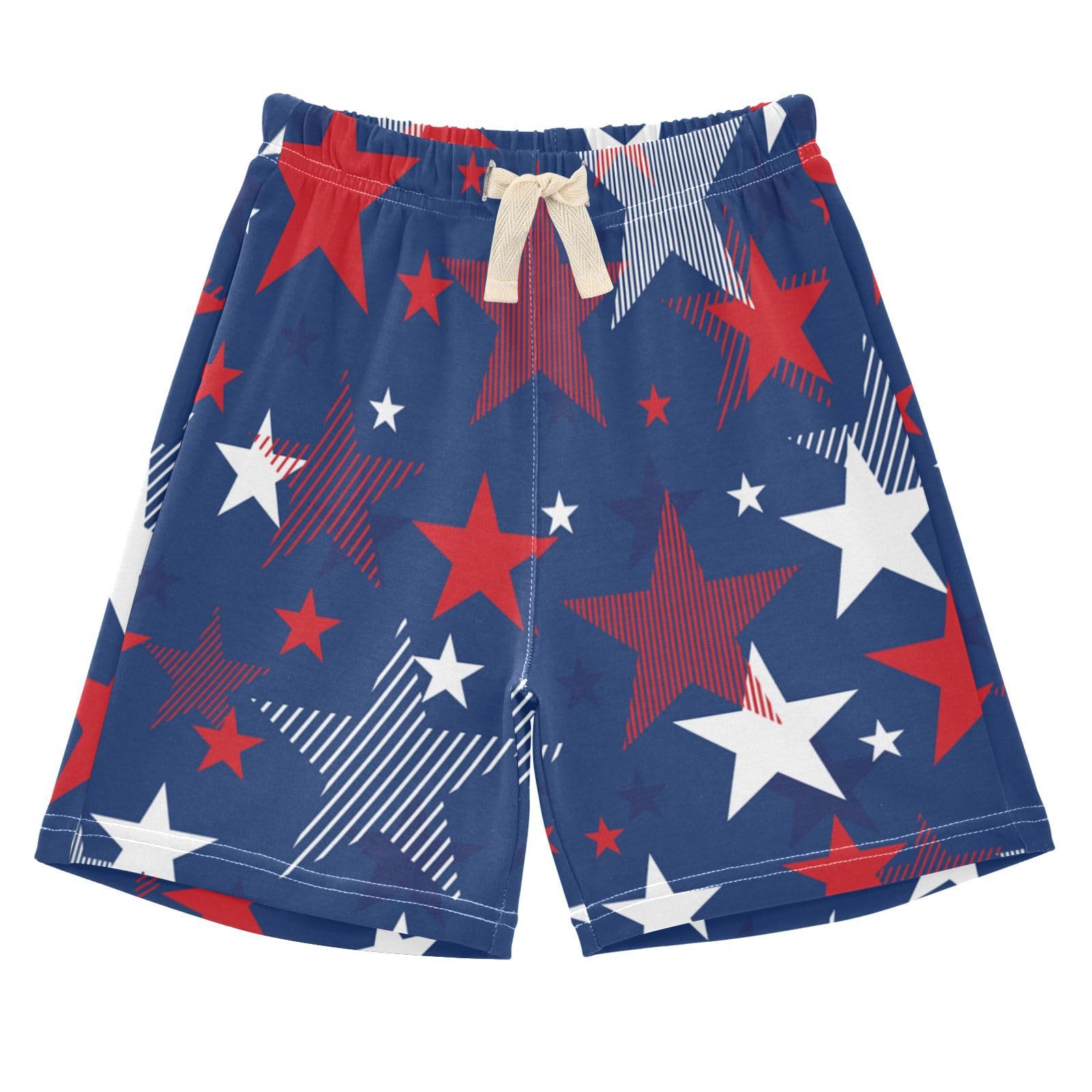 susiyo American Stars Blue Unisex Babies' Cotton Pull-On Shorts Boys Graphic Print Shorts Casual Summer Shorts with Drawstring