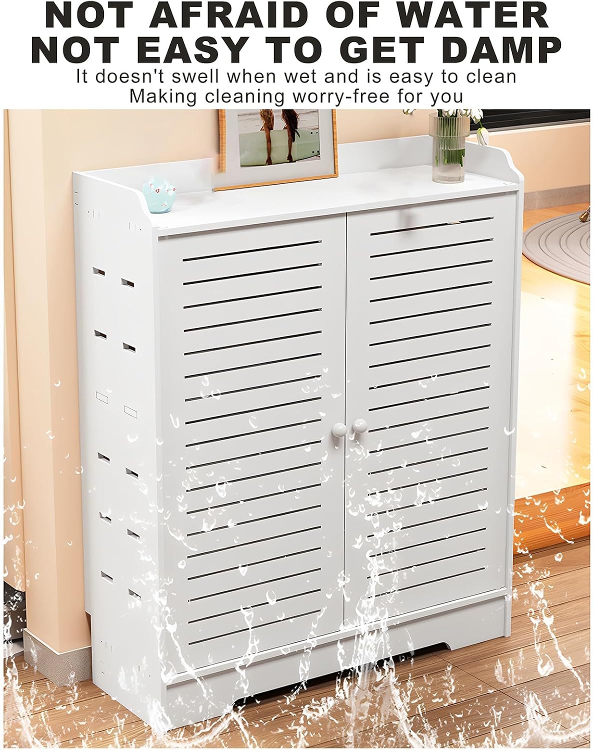 WiFi Router Storage Cabinet Floor Standing Router Storage Box with Doors and Shelves for Living Room Office and Home Bedroom.(50x65x20cm)