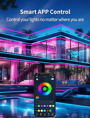 Miniatura 3 de Tira de luces LED de neón de 26 pies, tira de luces RGB con control remoto RF y aplicación, flexible IP67 impermeable al aire libre, sincronización