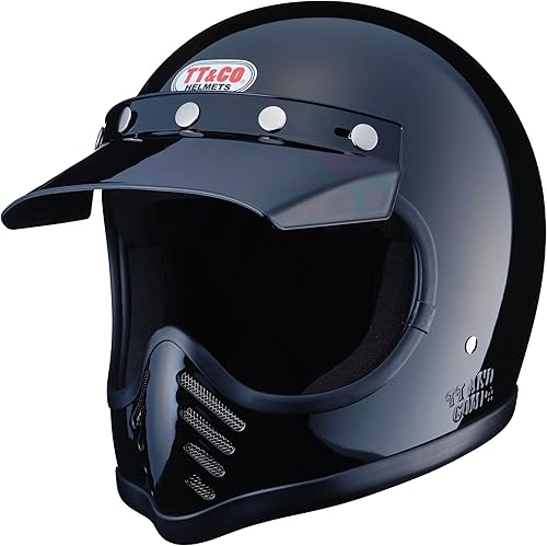 TT&CO Casco de motocicleta retro MOTOMOTO3 SGDOT estándar negro casco de motocicleta de cara completa aprobado por DOT casco para Moto