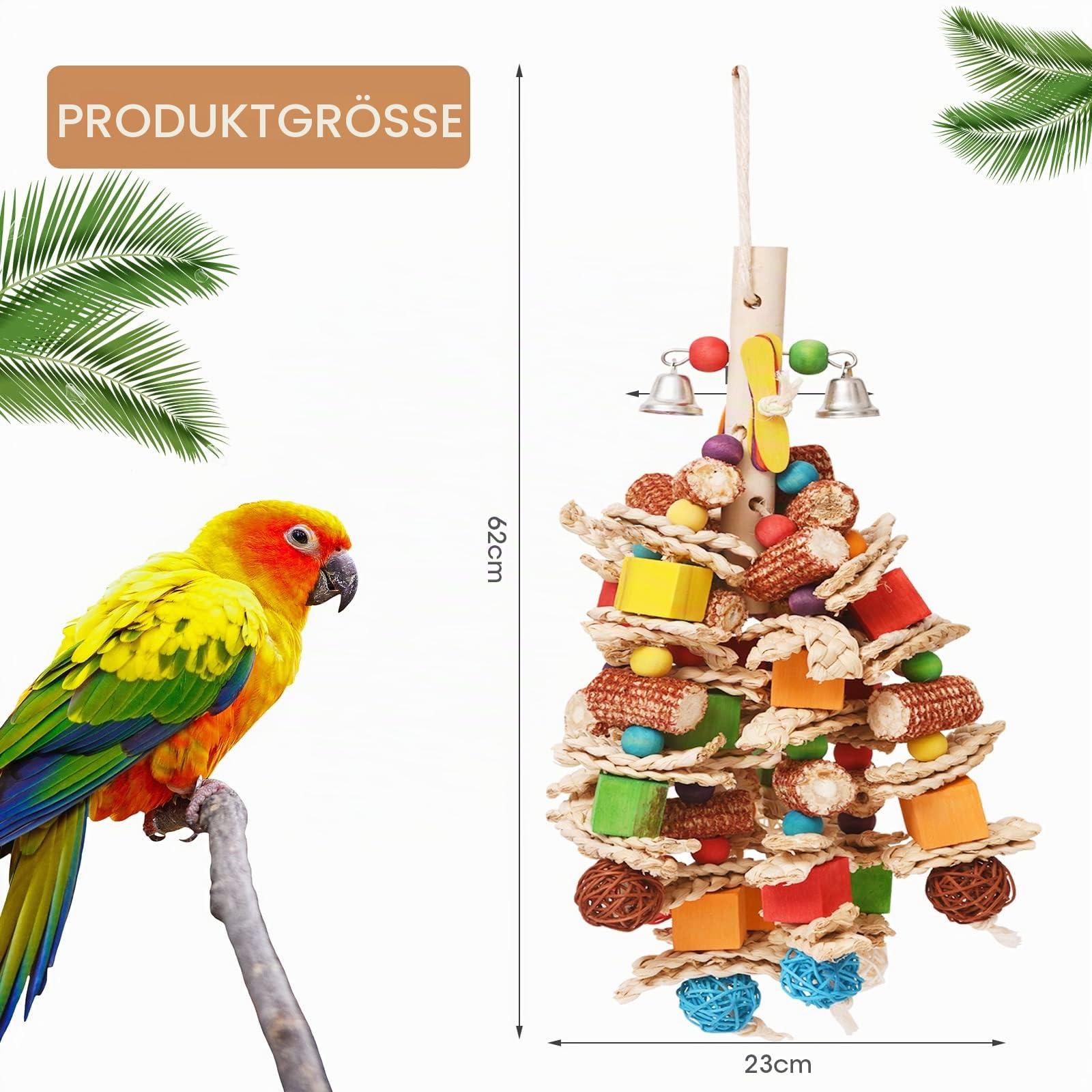 MYMULIKE Vogelspielzeug, Papageien Spielzeug, großer Papagei, Vogelkäfig Zubehör, Natürliches Maiskolben, für Wellensittich Papageien Graupapageien Nymphensittiche Finken Sittiche Kakadus Aras