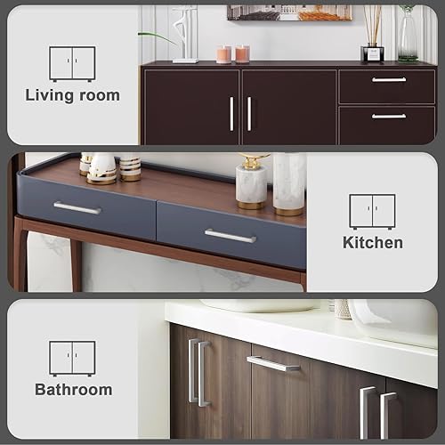 Miniatura 6 de Manijas Probrico de acero inoxidable de 12 pulgada para puerta de armario de cocina, cuadradas, níquel satinado, centro de orificios de 3.78