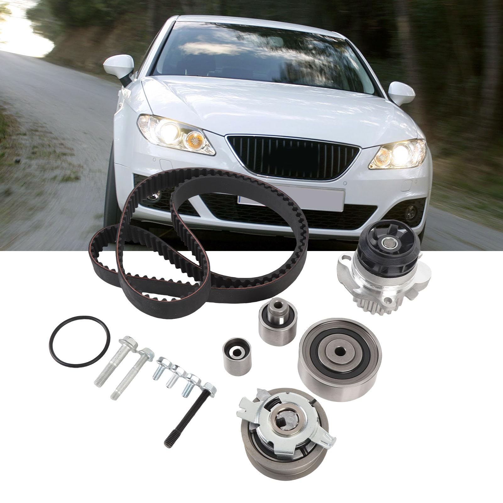 Kit Distribuzione Motore, Set Cinghia Dentata con Pompa Acqua in Lega, Compatibile con SEAT Altea Toledo e Codice KP25649XS, 1 Ricambio per Manutenzione Motore Auto