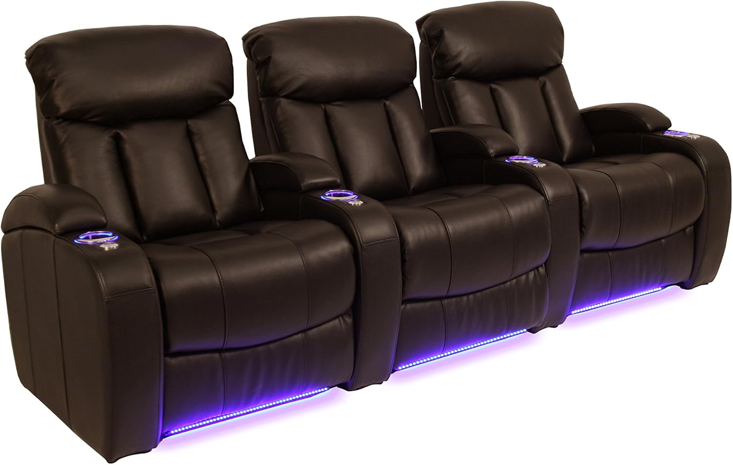 Seatcraft Grenada Black 7000 Leather Power Straight Row of 4 : Home & Kitchen