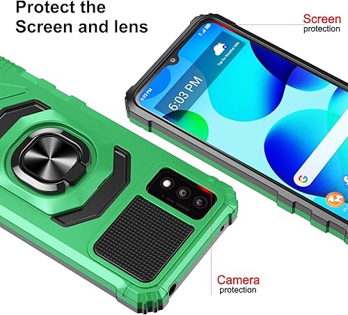 Miniatura 6 de Funda para Alcatel TCL 30T (T603DL), TCL 30 T con protector de pantalla, soporte de anillo para montaje magnético de automóvil de grado militar,