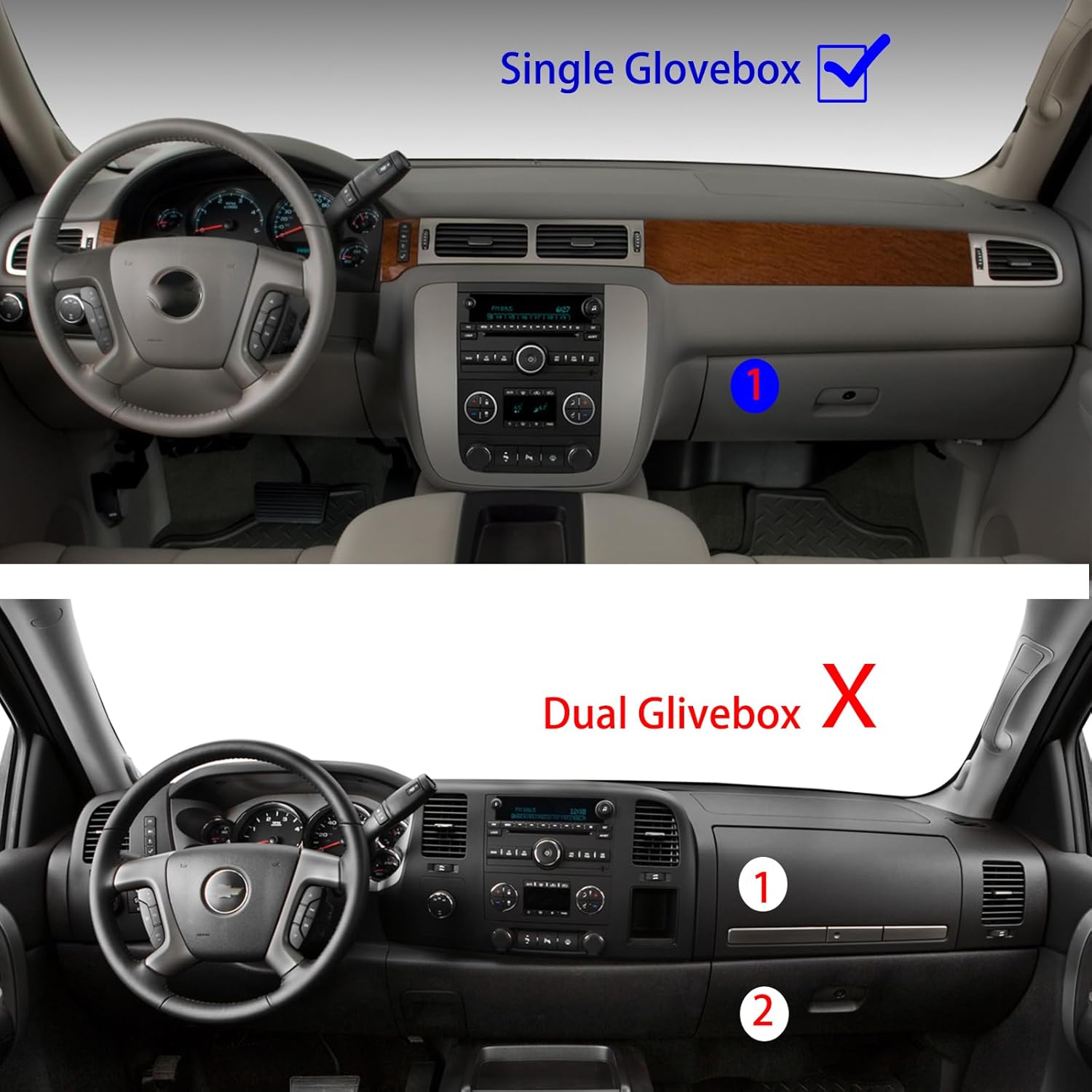 Dashboard Dash Cover Mat Carpet Compatible with 07-14 Chevy Tahoe Suburban Denali Avalanche GMC Yukon/XL,07-13 Chevy Silverado Sierra Without Dash Speaker and Only One Glove Box(07-14 Brown)