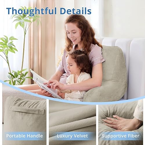 Miniatura 4 de Sasttie Almohada de lectura para sentarse en la cama, de espalda, respaldo para silla de apoyo, artículos esenciales para dormitorio universitario,