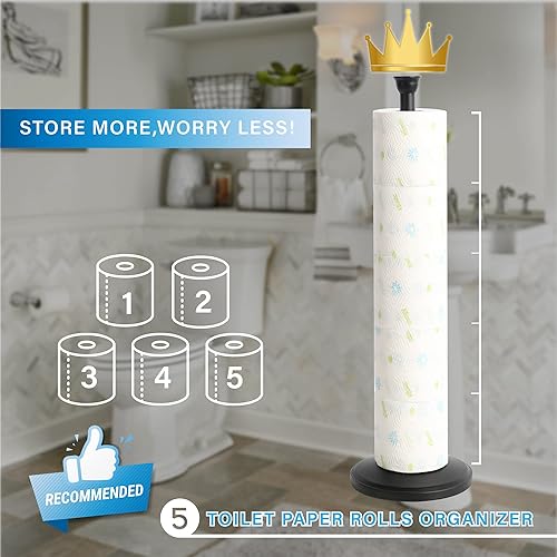 Vista 39 de ZCCZ Soporte de papel higiénico, dispensador independiente de rollos de papel higiénico con almacenamiento de reserva, organizador de baño para 5 Orb