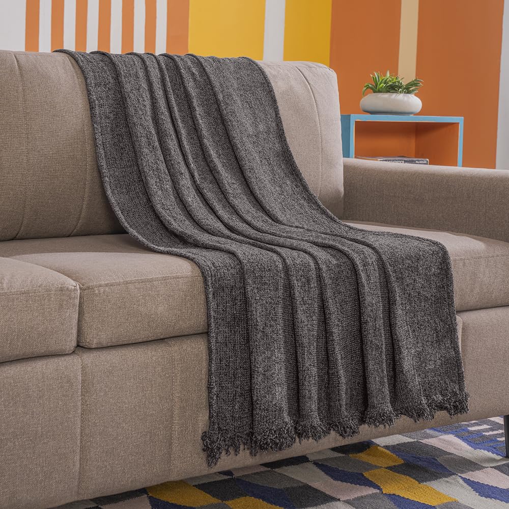Sleepyhead Premium Soft Chenille Throw for Sofa, Bed & Couch (72"X48" Inches Grey)| TC - 210
