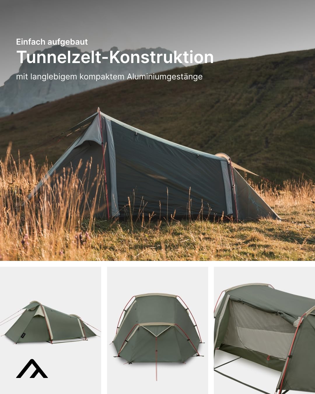 qeedo Light Spruce Trekkingzelt in 2 Größen, Ultraleicht, Tunnelzelt