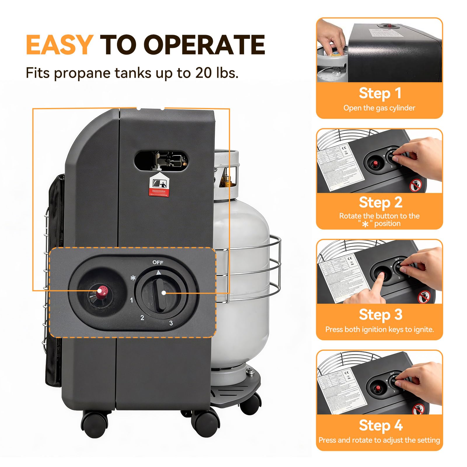 Portable Propane Heater - 18700 BTU for Garage & Outdoors -2