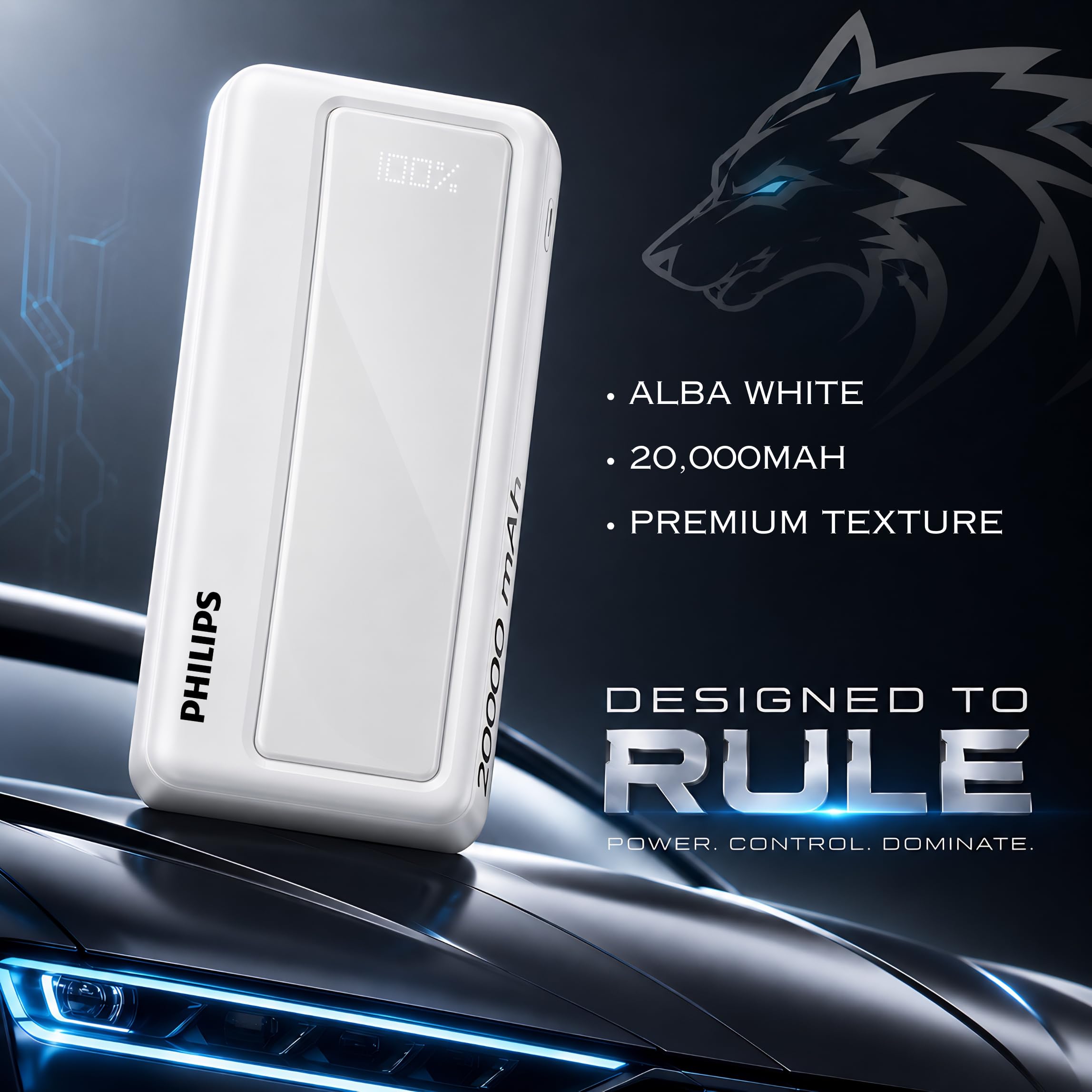Philips 20000mAh 22.5W Fast Charging Power Bank (Alba White) with Digital LED Display | Type-C & USB-A Input/Output | 3 Output Ports | Lithium Polymer | Portable for Mobile, Tablet & Earbuds — Amazon image 4