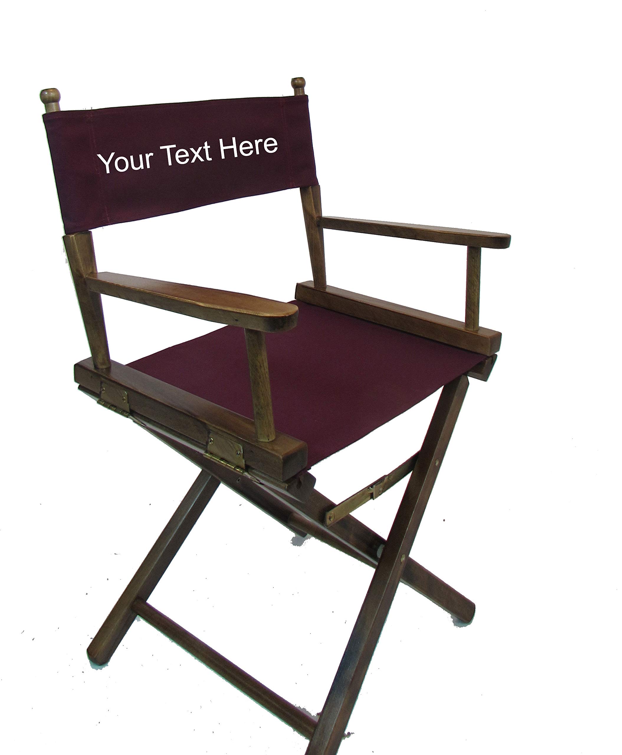 TLT Personalized Imprinted Contemporary 18 Inch Table Height Walnut Frame Director's Chair - Burgundy