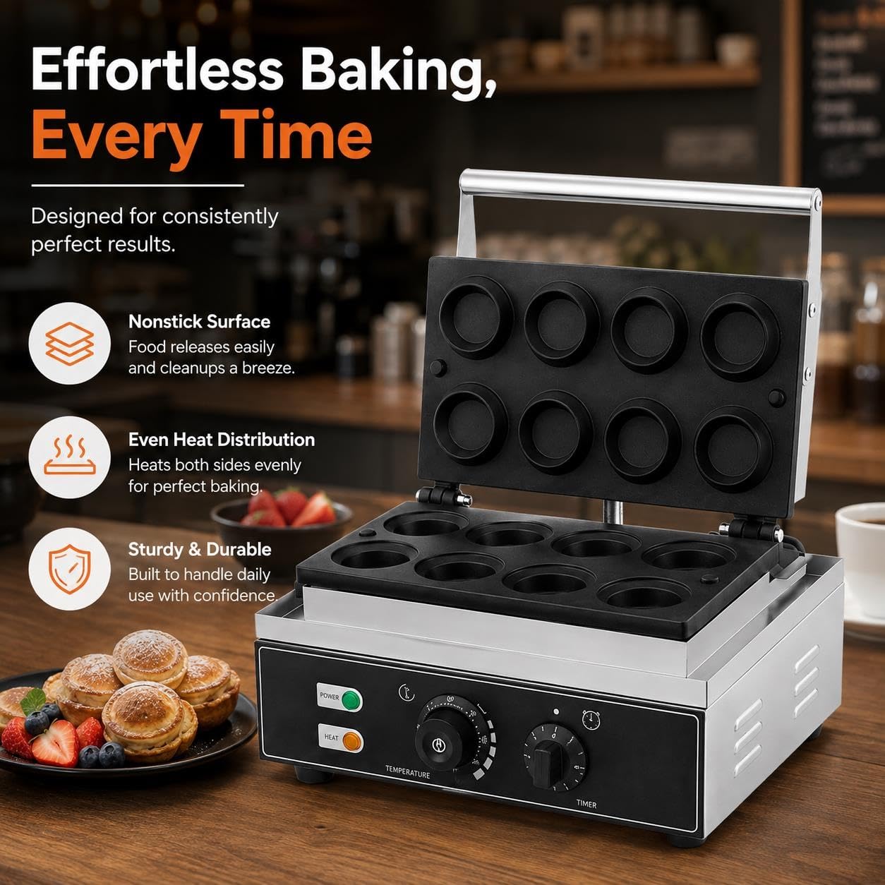 Tartillera De Doble Calentamiento, Horno De Repostería De 8 Puertos 1550W