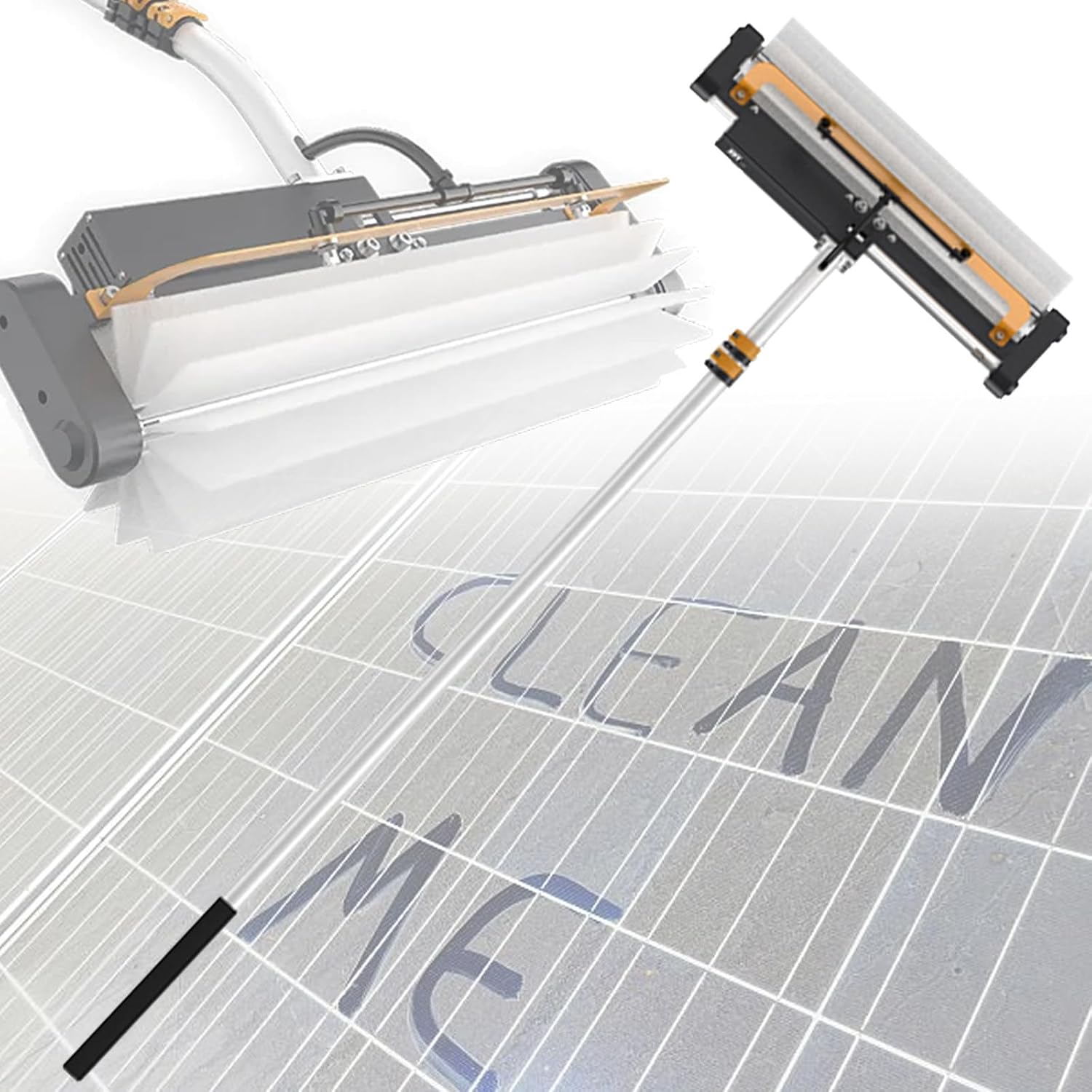 Electric Cleaning Roller Brush, for Solar Panel, Window Glass, Electric Solar Cleaning Machine, with 7.5m Adjustable Pole, Dry Cleaning No Water Brush,Dual-Purpose