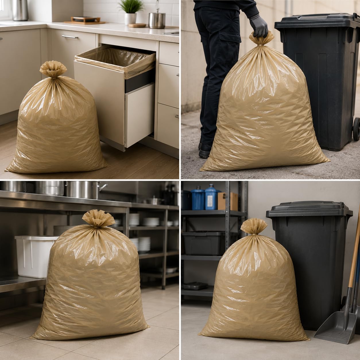 Sacchi Ambra per Spazzatura Alta Resistenza, Sacchi per Immondizia Professionali per Raccolta Rifiuti, Cartone da 20 Kg, misure 70 x 110 cm