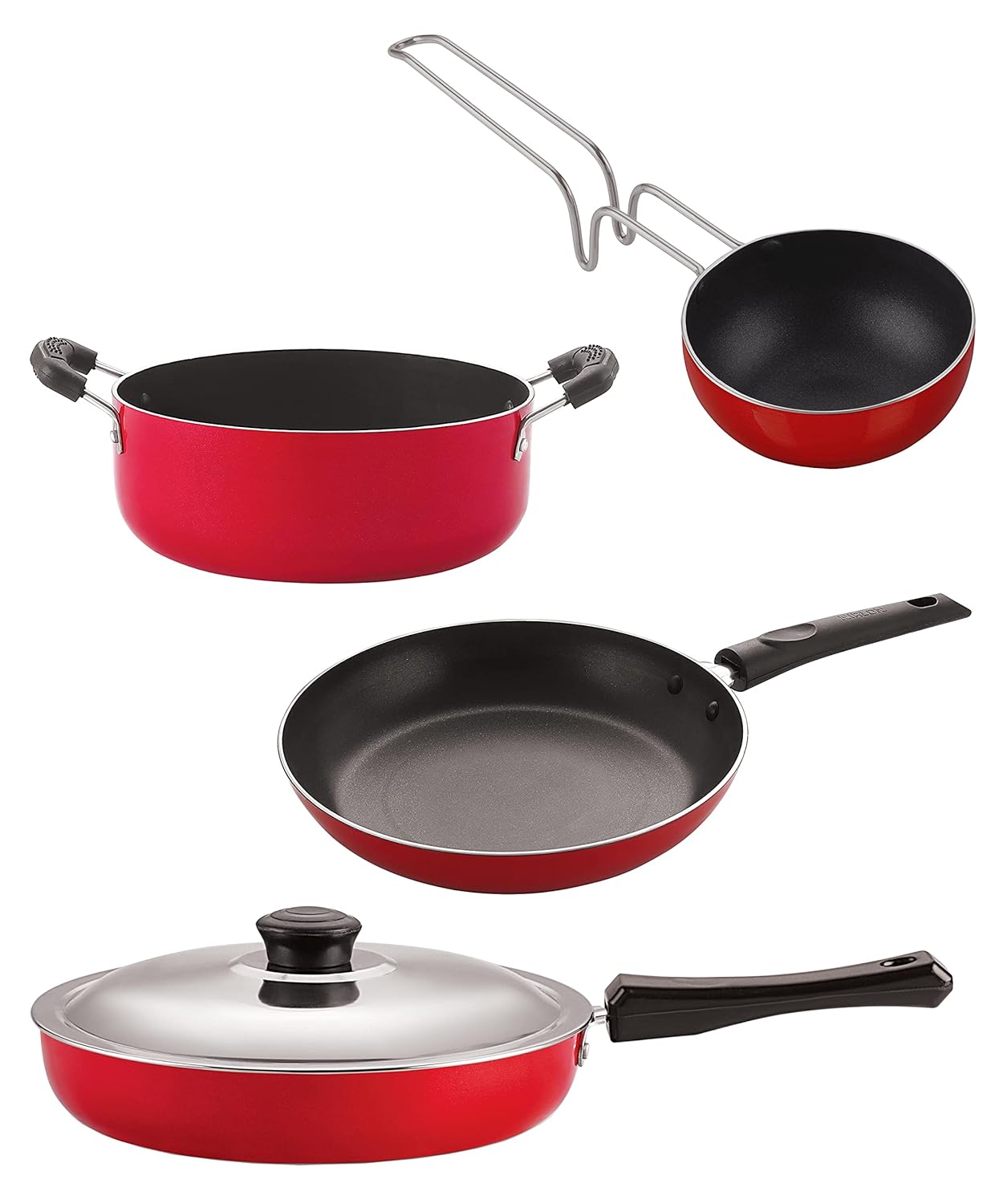Buy NIRLON Dishwasher Safe Non Stick Cookware Set, 4 Pieces, Red