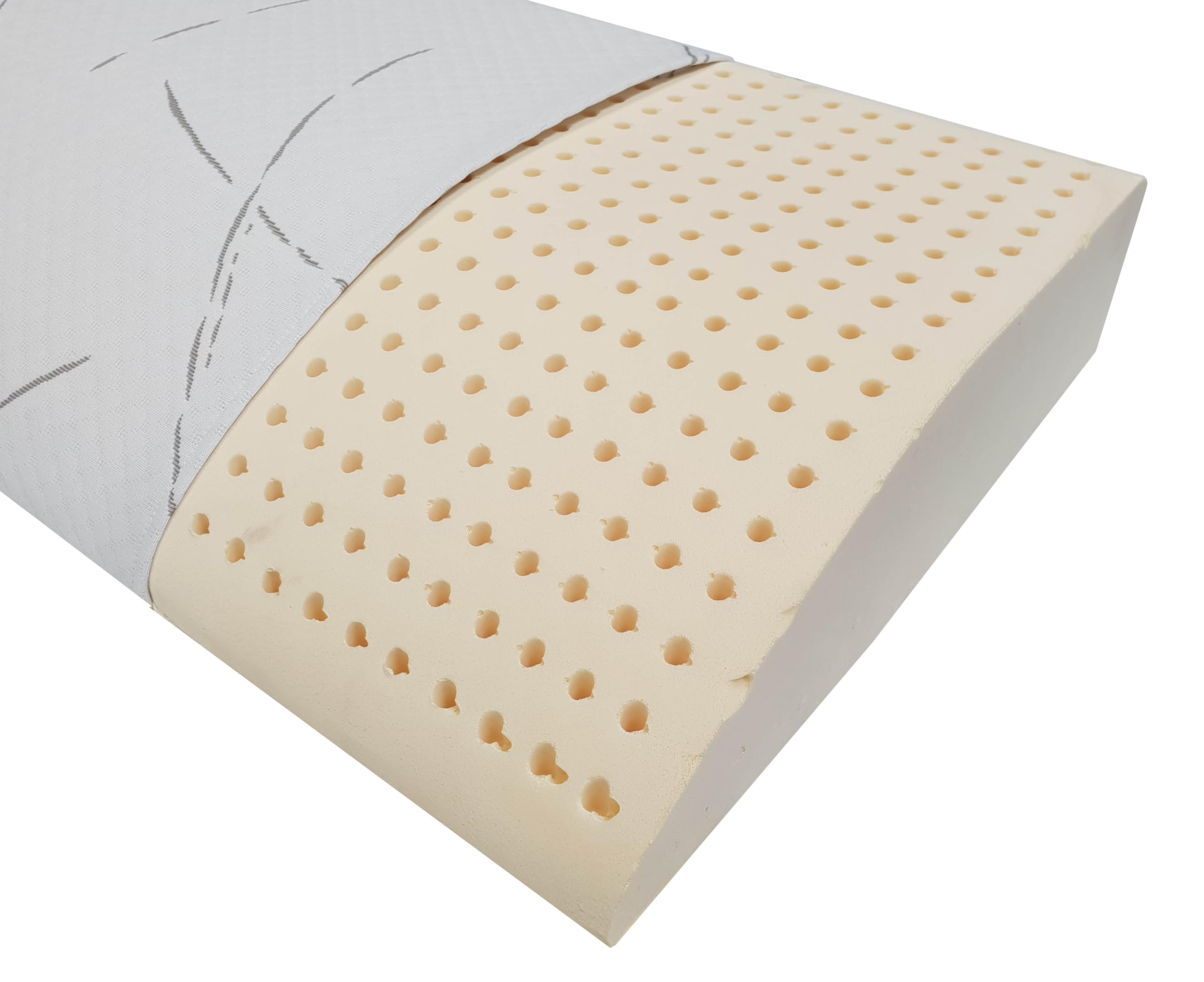 Traversin pupitre Type DUNLOPILLO 100% Latex perforé Double Face, Housse Tencel Lavable, Densité 45kg/m3, Made in France, Largeur 60 cm