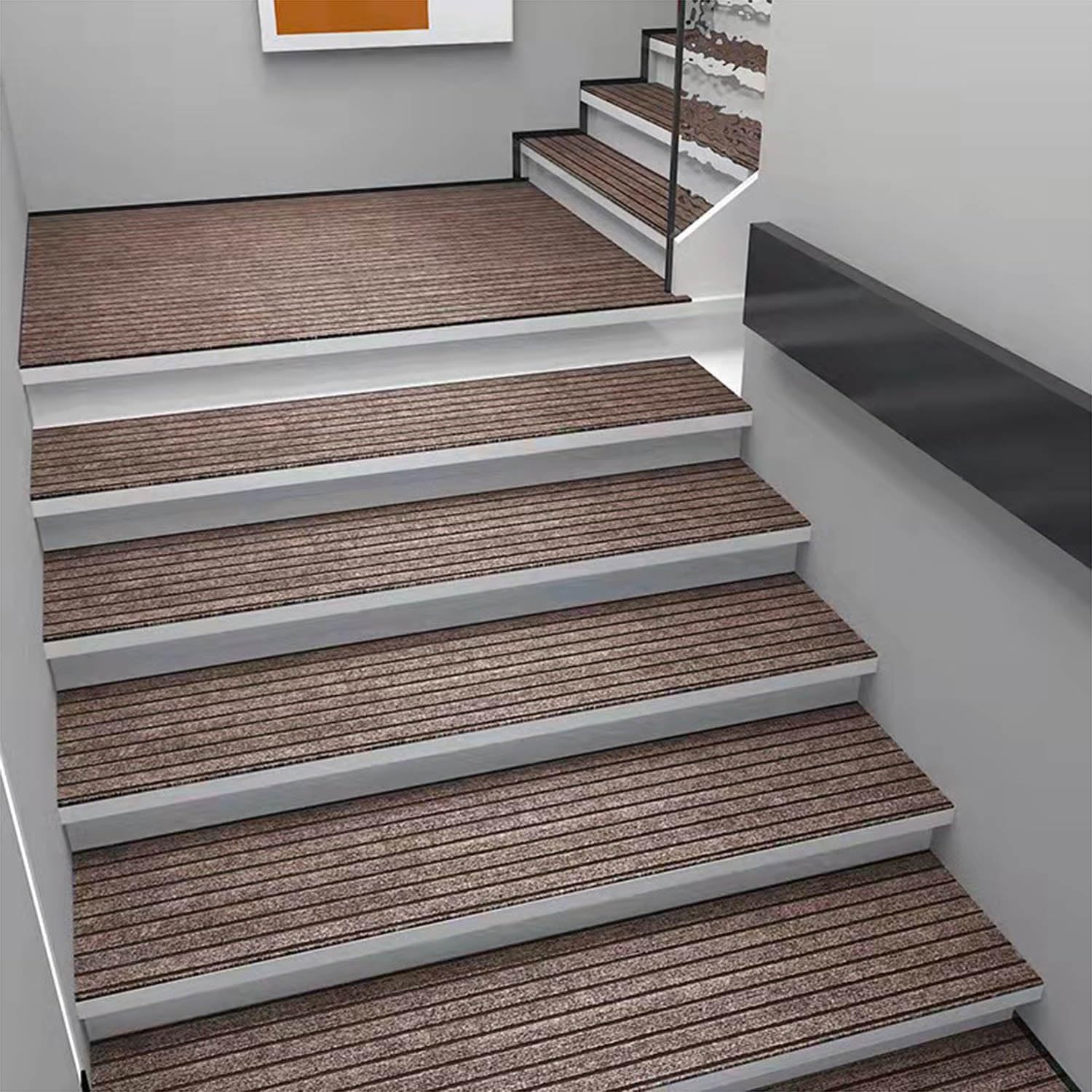 Alfombra antideslizante para escaleras, 4 unidades, 25 x 100 cm, respaldo de goma para interiores y exteriores, adecuado para peldaños de mármol, protección antideslizante para mayor seguridad
