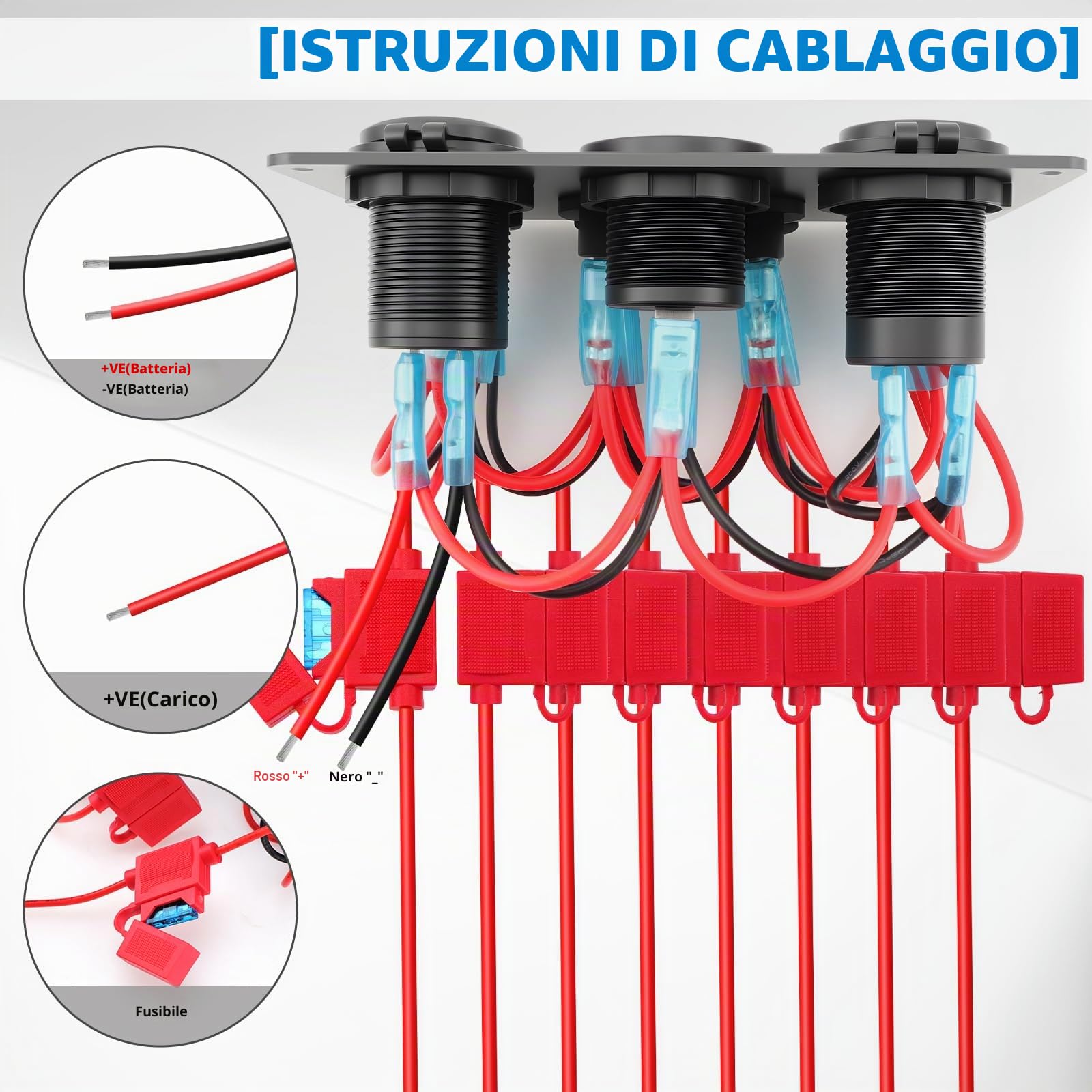 Geloo Pannello Interruttori a Bilanciere 12V/24V Impermeabile Levetta 8 Interruttore con Voltmetro Digitale Accendisigari Doppio Caricatore USB da 4,2 A per Barca, Auto, RV, Camper