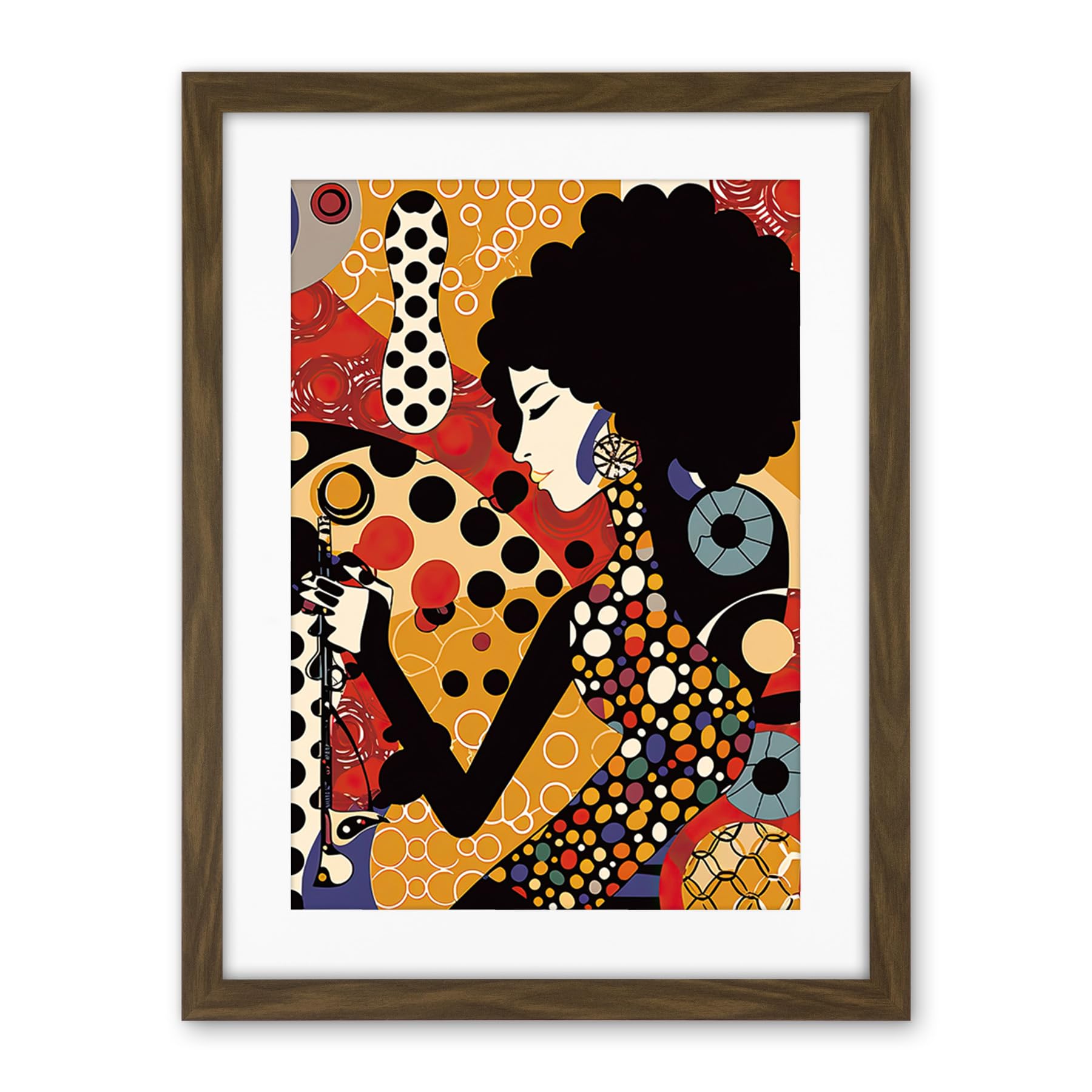 Artery8 Soul Music Singer Multicoloured Dots Pattern Artwork Framed Wall Art Print 18X24 Inch