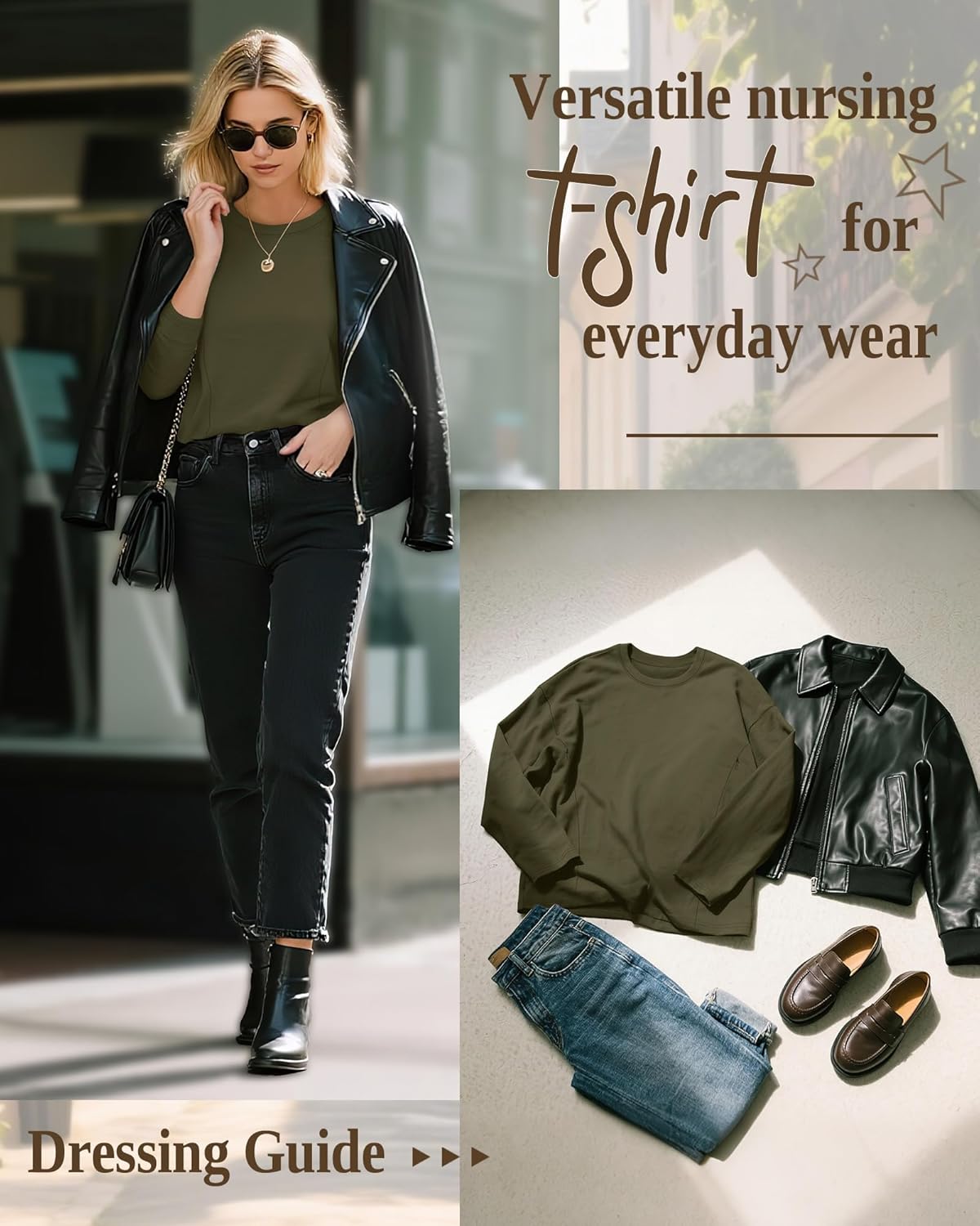 3 Pack Women's Nursing Breastfeeding Tops Long Sleeve Maternity Shirts Oversize Hidden Zipper Pregnancy Clothes - Image 6