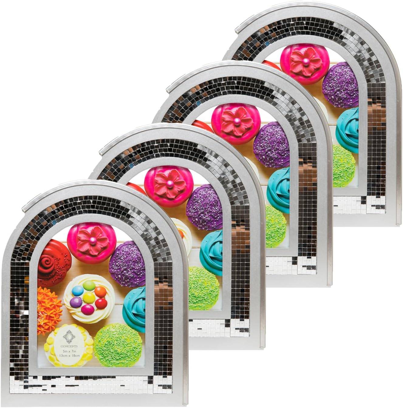 Concepts Arch Photo Frame, Mirror Inlay, Decorative Picture Frame, Vintage Home Decor Wall, Funky Mosaic Tabletop Display, Glam Mirror Tile, Arched Frame, Home Office, Gift, Fun Curved Style Frames