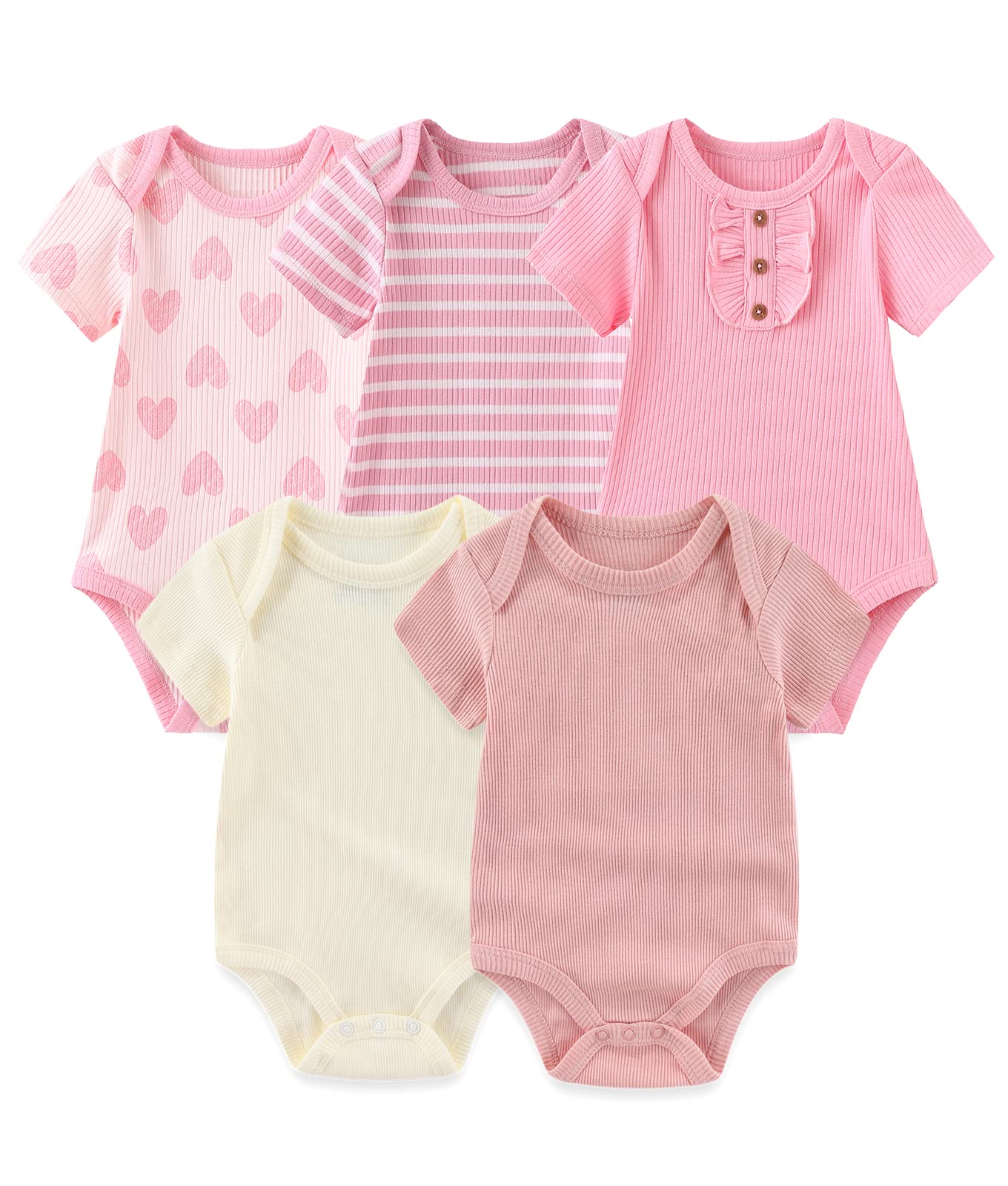 Chamie Baby Bodysuit Cotton Short Sleeve Vests for Newborn 5-Pack One-Piece Suit for Boy and Girl 0-12 Months… — view 31