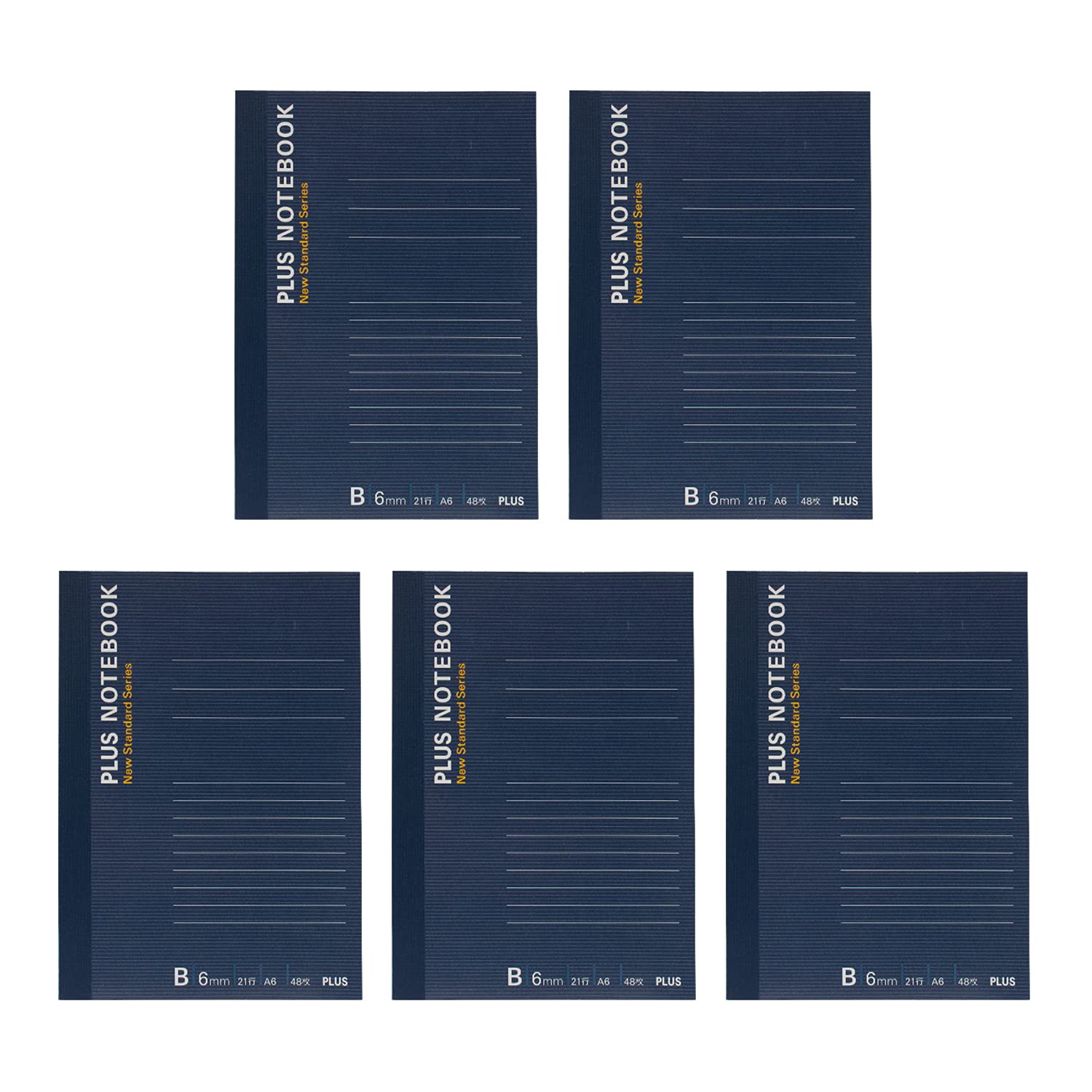 ノート・メモ帳 12345 Amazon | プラス メモ帳 ノートブック A6 5号 B罫 5冊 NO-405BS 76-720