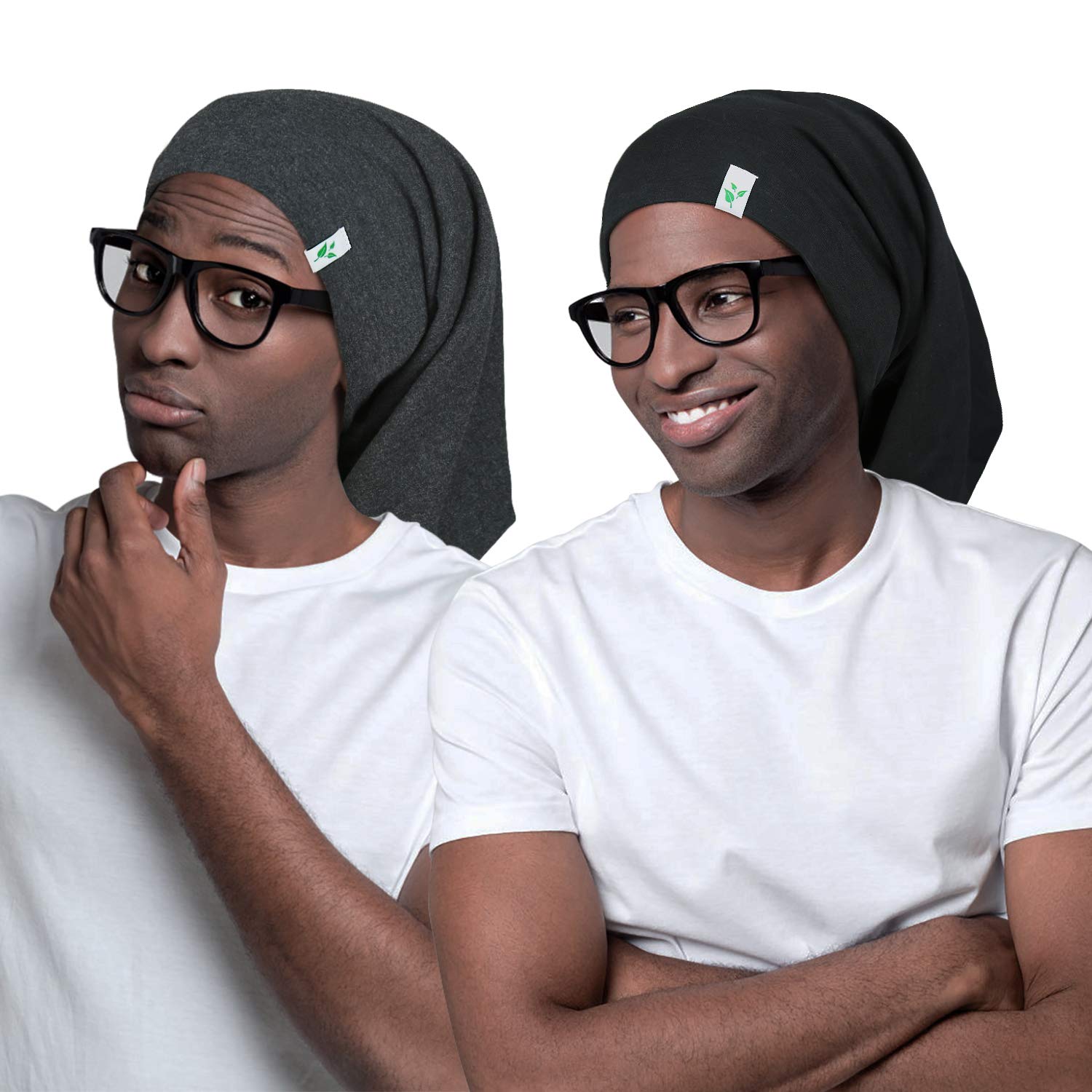 Sleep Cap-2Pcs Designed for Men with Natural Curly Wave Hair Satin Lined,Gifts for Boyfriend,Husband & Dad,