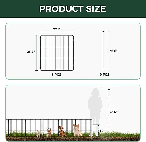Miniatura 3 de FXW Valla decorativa de jardín para patio, 24 pulgadas de alto x 14.8 pies de largo, 8 paneles de cercado de metal, borde de barrera de animales