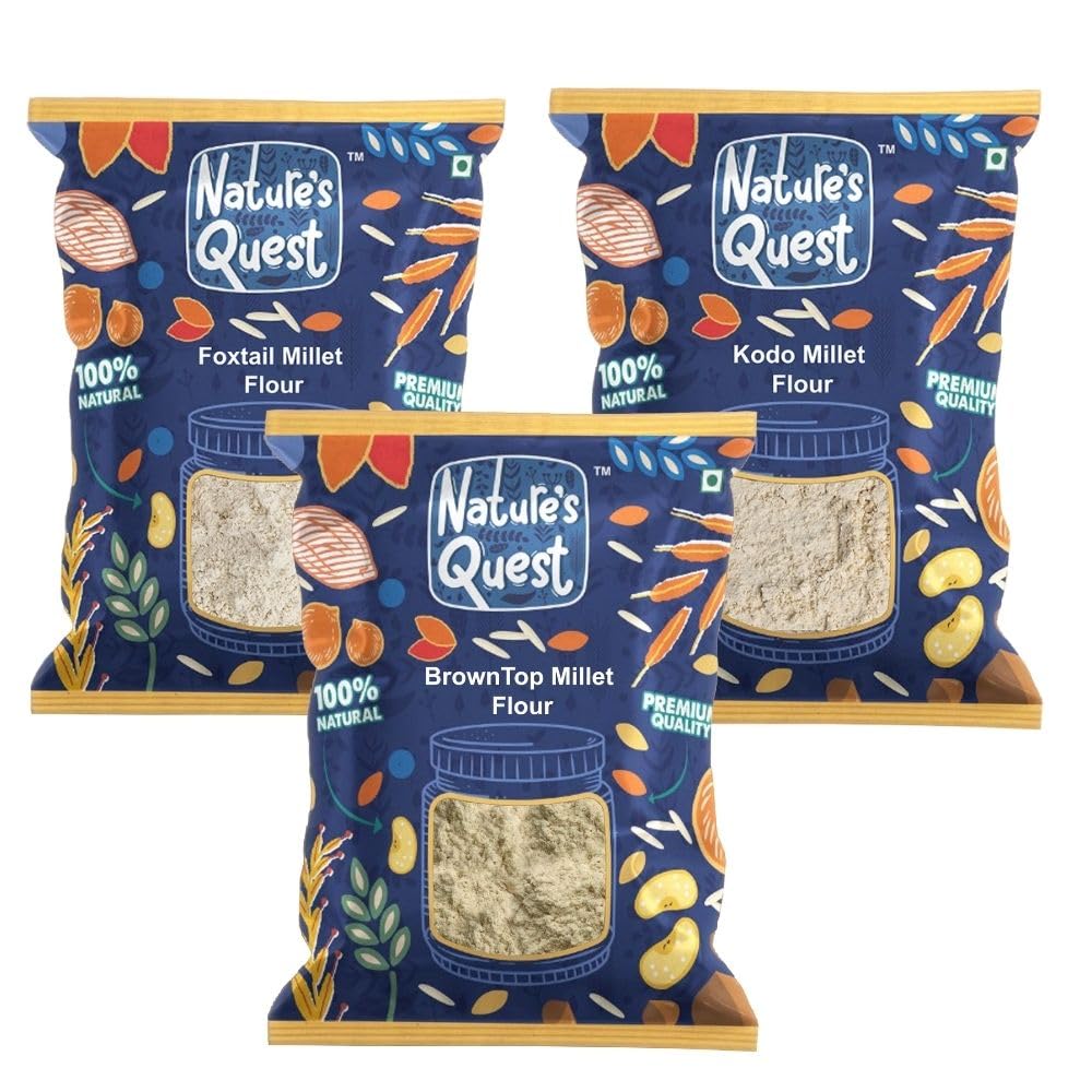 Nature's Quest 3-Flour Combo: Foxtail, Kodo & Browntop Millet - 900g Each, Total 2.7kg