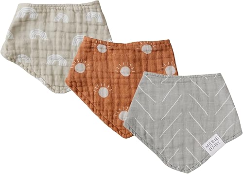 Mebie Baby Babero de muselina de algodón, paquete de 3 baberos para eructos, escupir, baberos, baberos bandana para bebé niño o niña